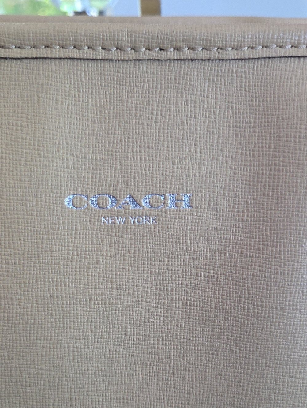 COACH Tan & Coral Pink Saffiano Leather Tote - Picture 7 of 16